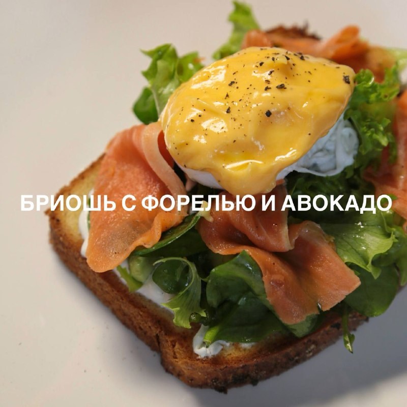 Бриошь с форелью и авокадо — блюдо «Траттории на Воскресенском»